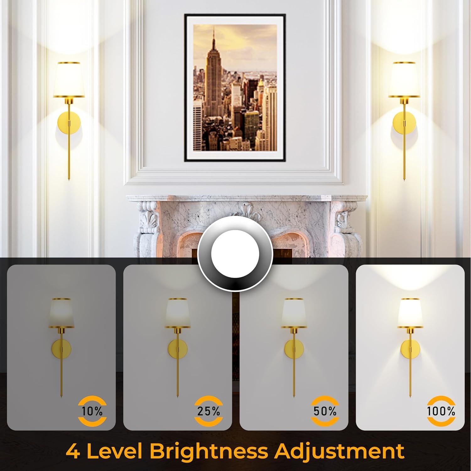 Juego de 2 Apliques de Pared LED ISEEKLUX Dorados 5200mAh