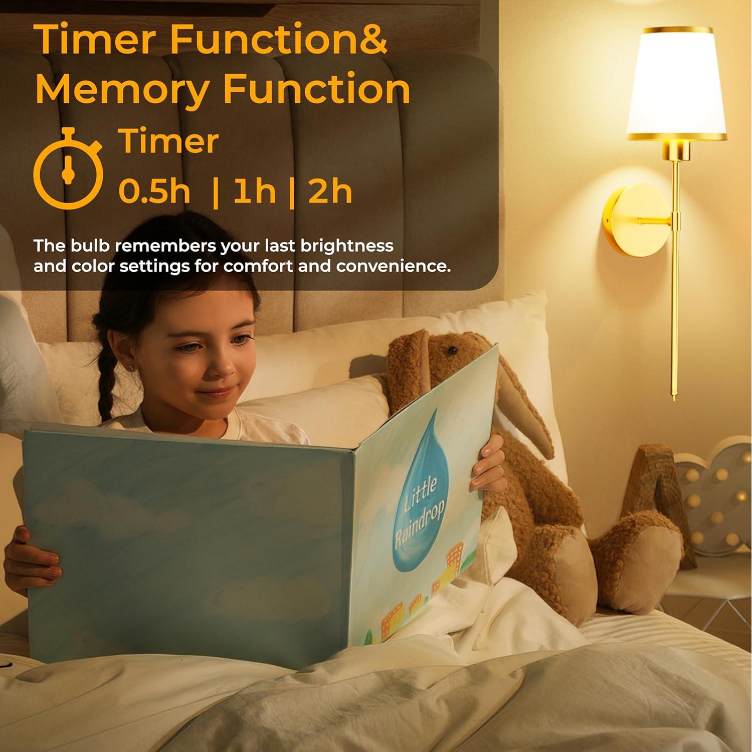 Juego de 2 Apliques de Pared LED ISEEKLUX Dorados 5200mAh