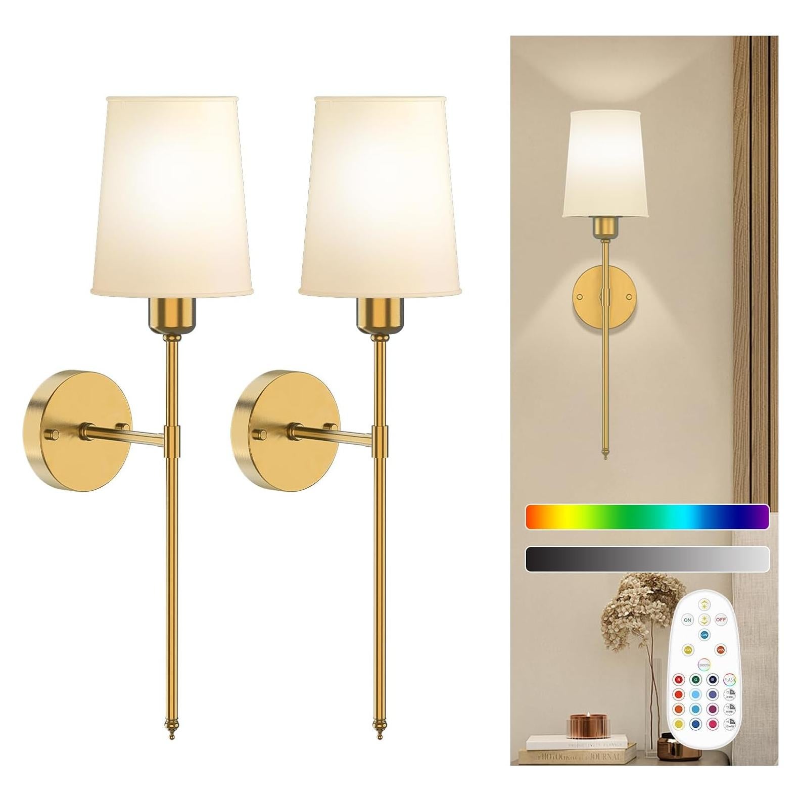 Aplique de Pared Recargable ONFFO Dorado 61cm con Control Remoto