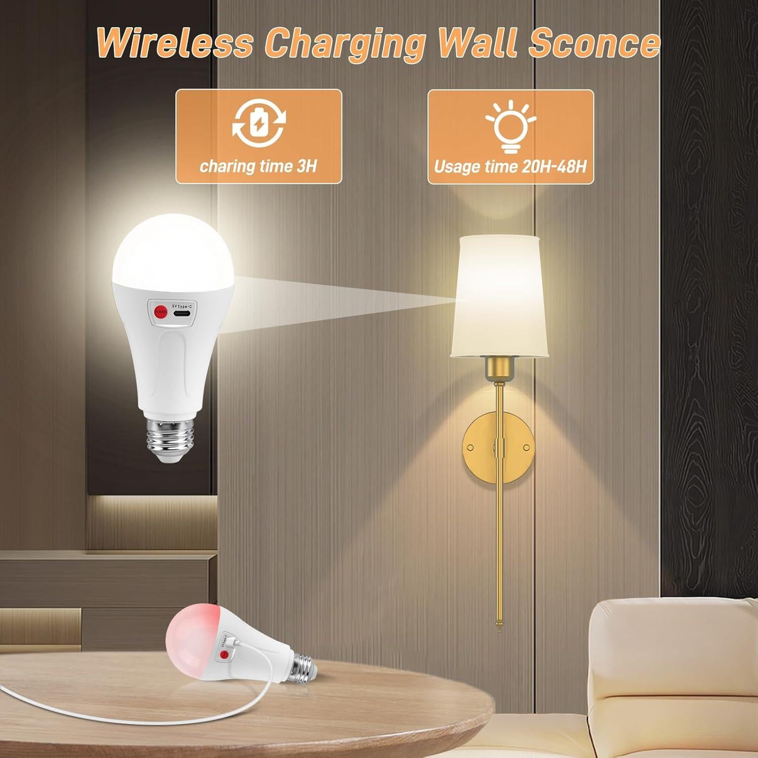 Aplique de Pared Recargable ONFFO Dorado 61cm con Control Remoto