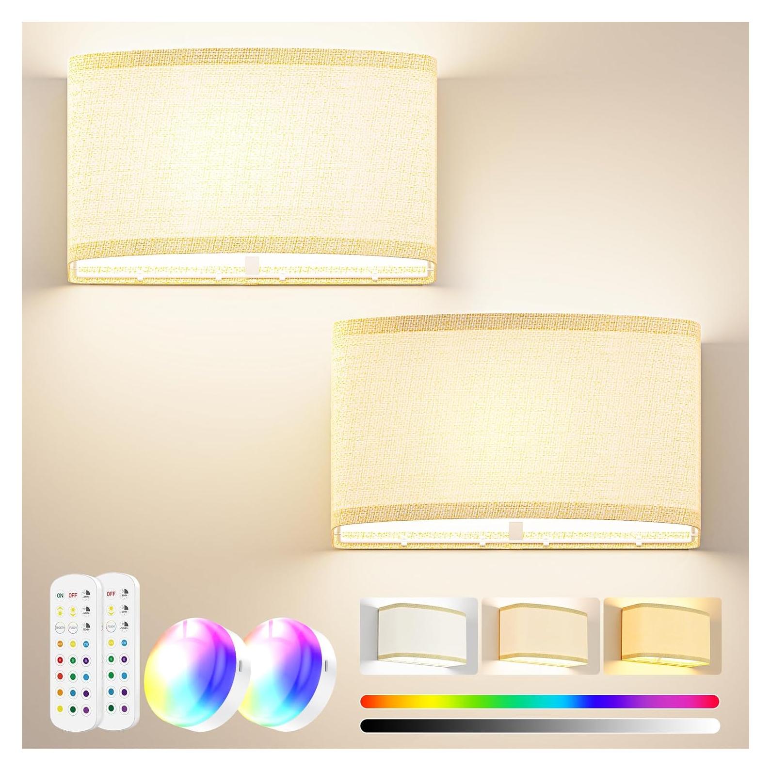 Juego de Apliques de Pared PRTILOUD Recargables 5000mAh 15 Colores