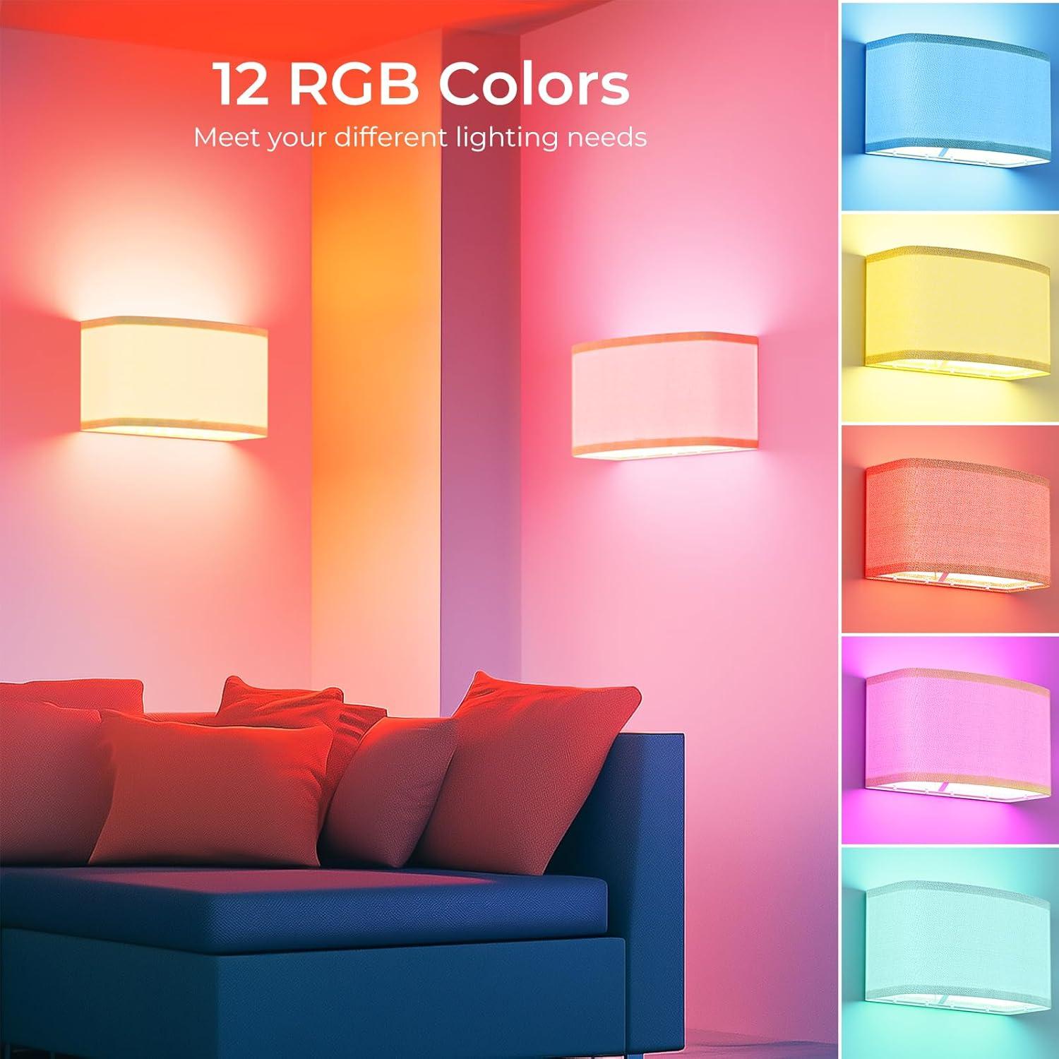 Juego de Apliques de Pared PRTILOUD Recargables 5000mAh 15 Colores