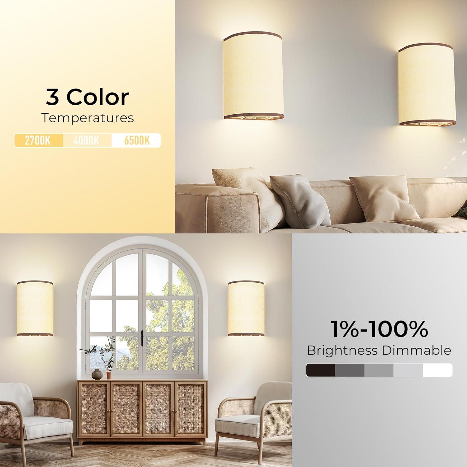 Juego de Apliques de Pared PRTILOUD Recargables 5000mAh