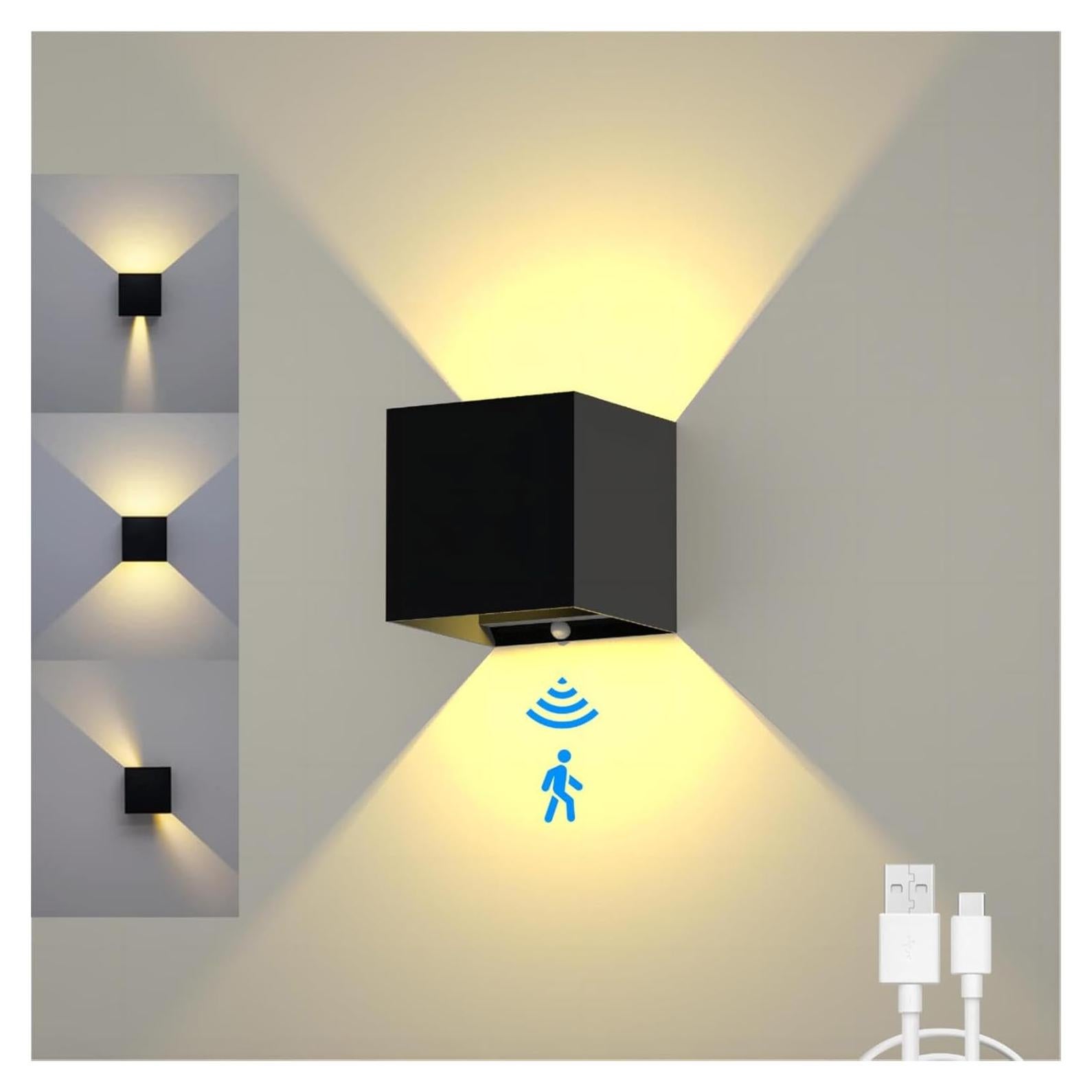 Luz de Pared con Sensor de Movimiento SURPALIG 6000mAh LED Negra