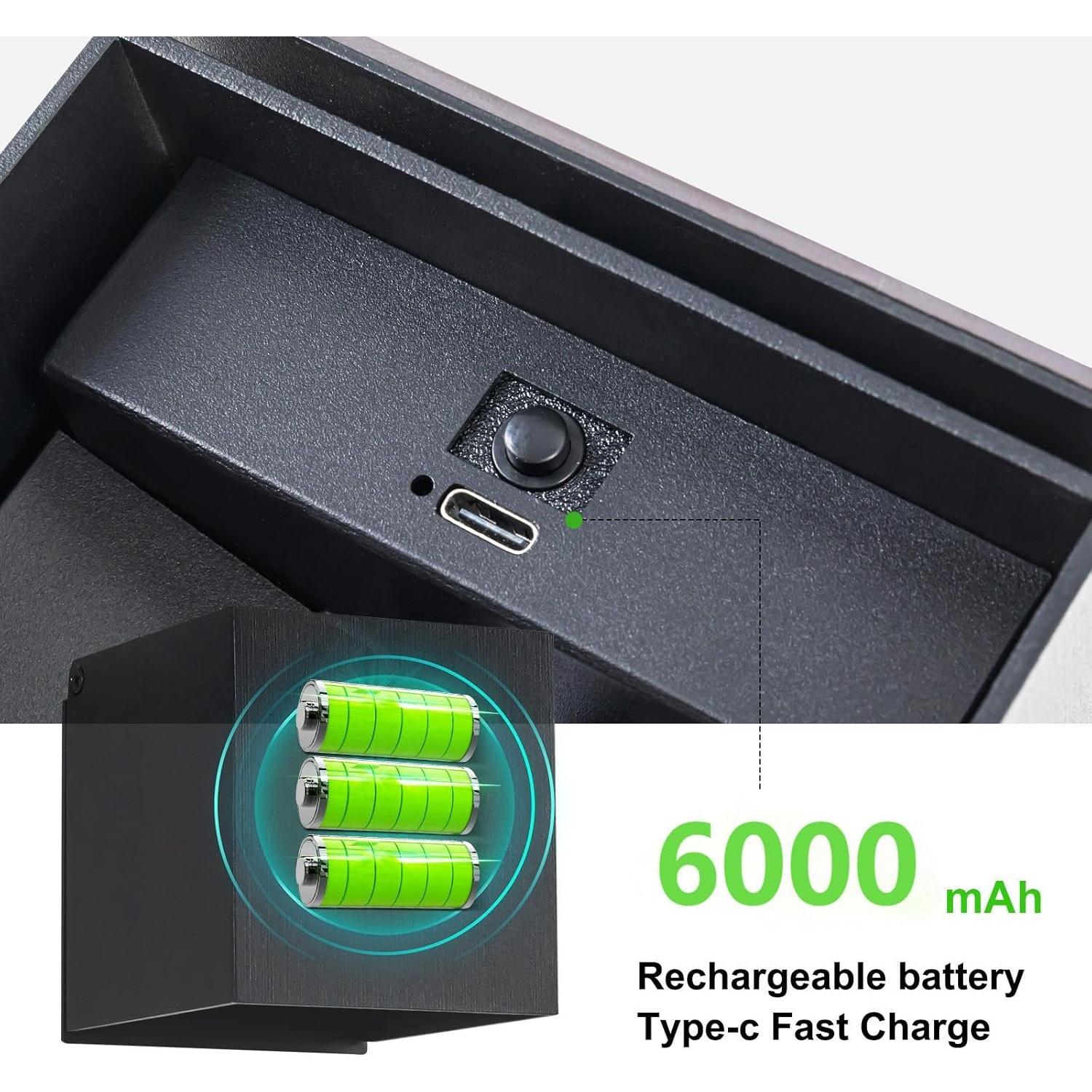 Luz de Pared con Sensor de Movimiento SURPALIG 6000mAh LED Negra