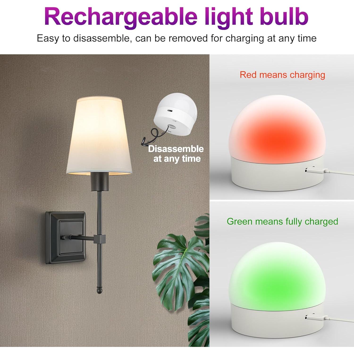 Juego de 2 Apliques de Pared Inalámbricos OYLYW Negro