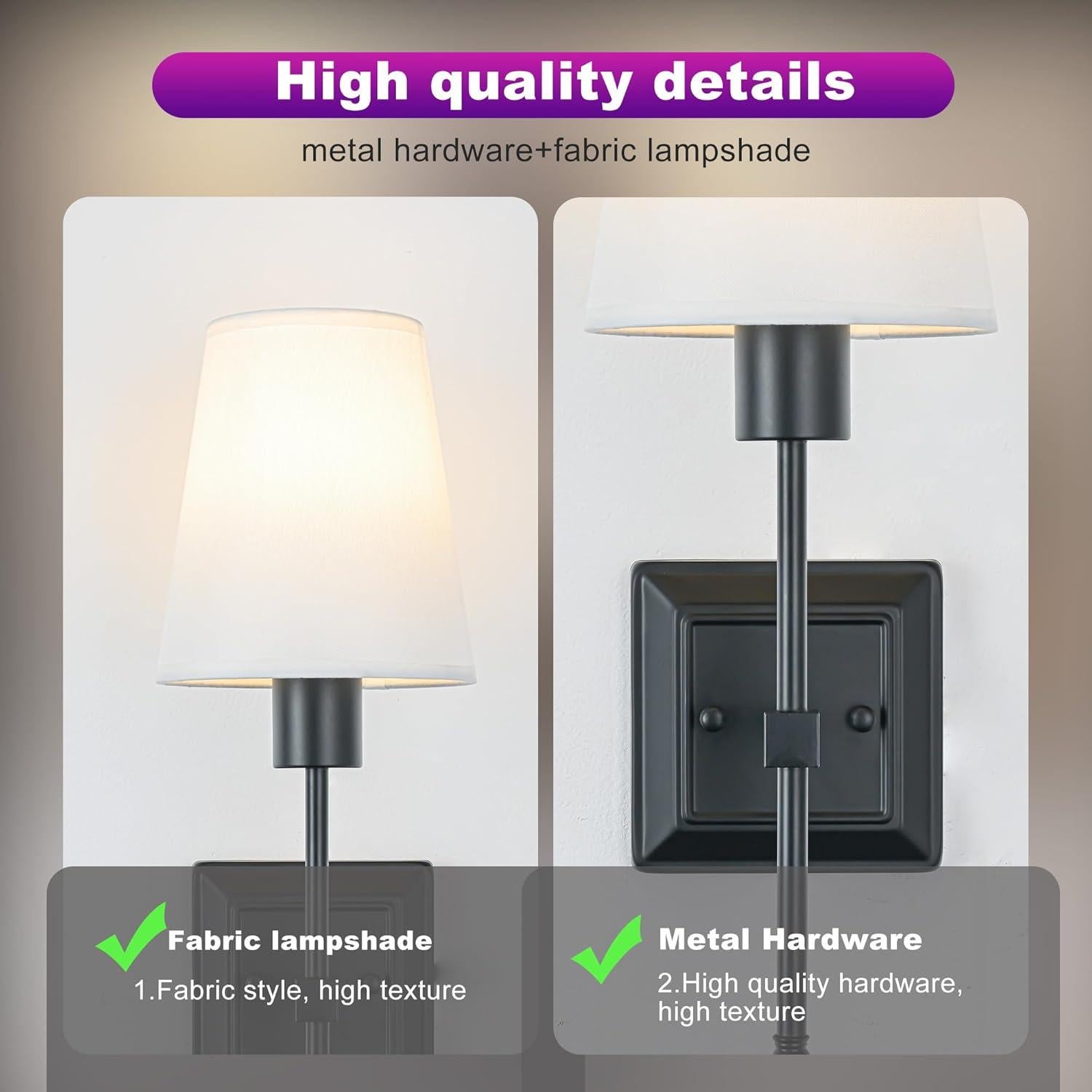 Juego de 2 Apliques de Pared Inalámbricos OYLYW Negro