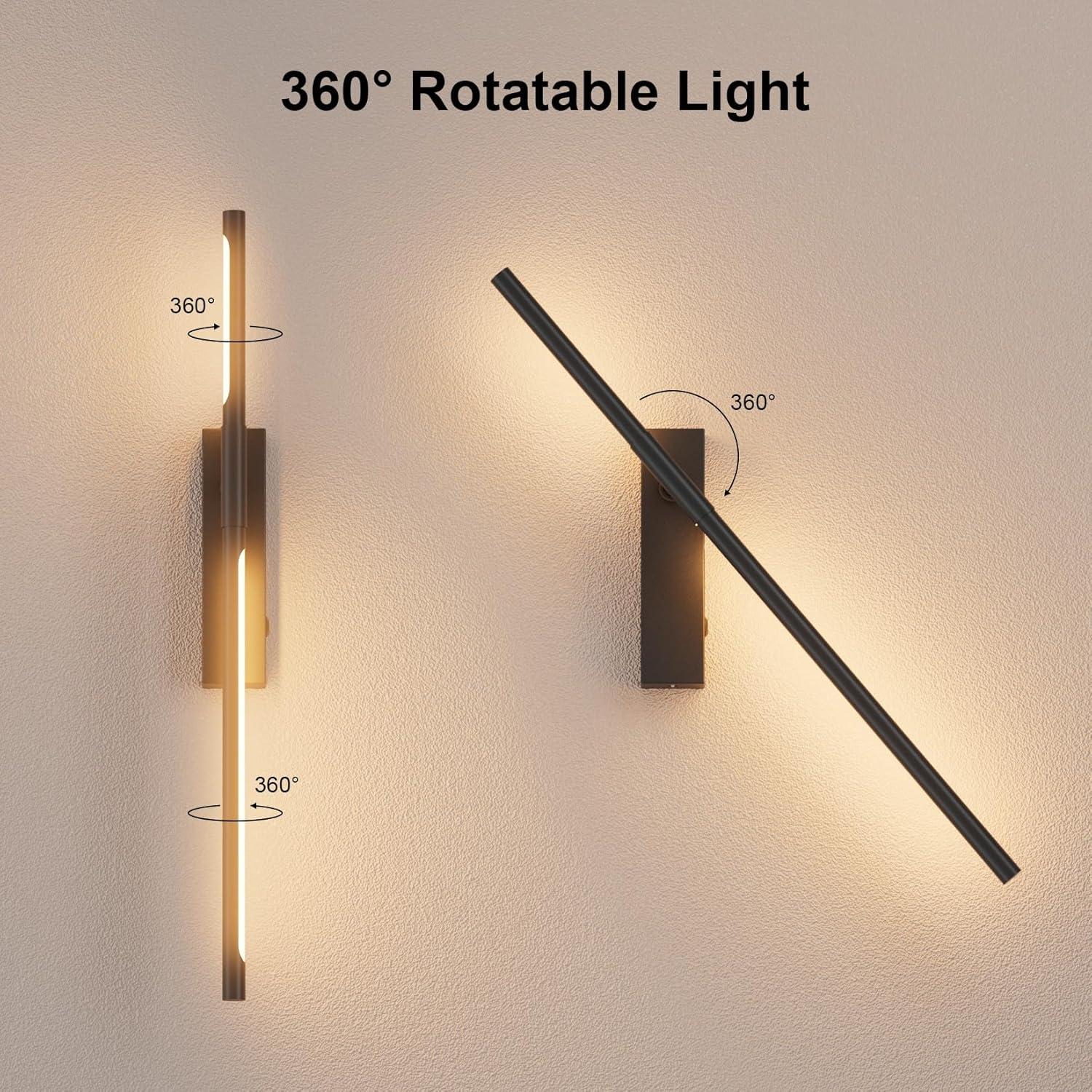 Aplique de Pared LED Recargable Coinmit 64.8cm Negro