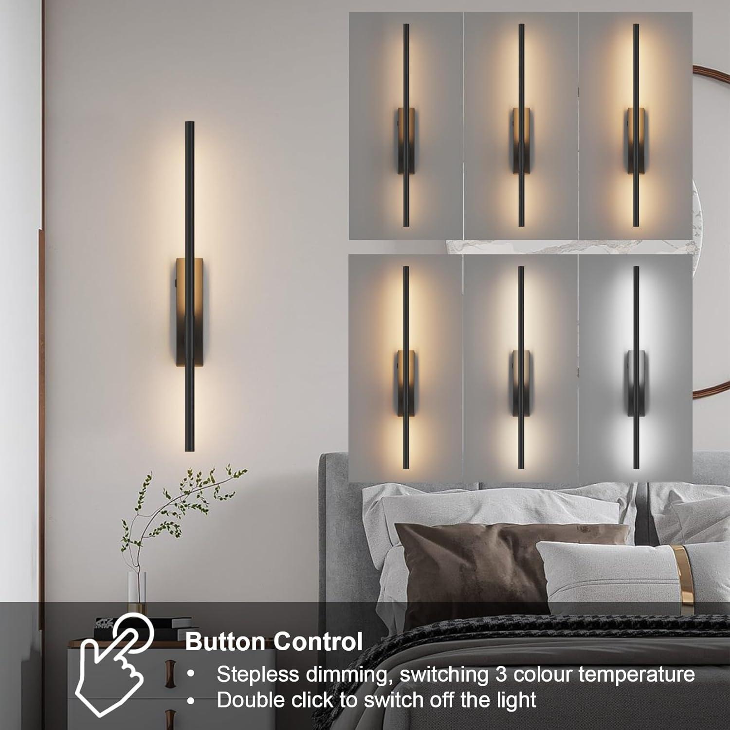 Aplique de Pared LED Recargable Coinmit 64.8cm Negro