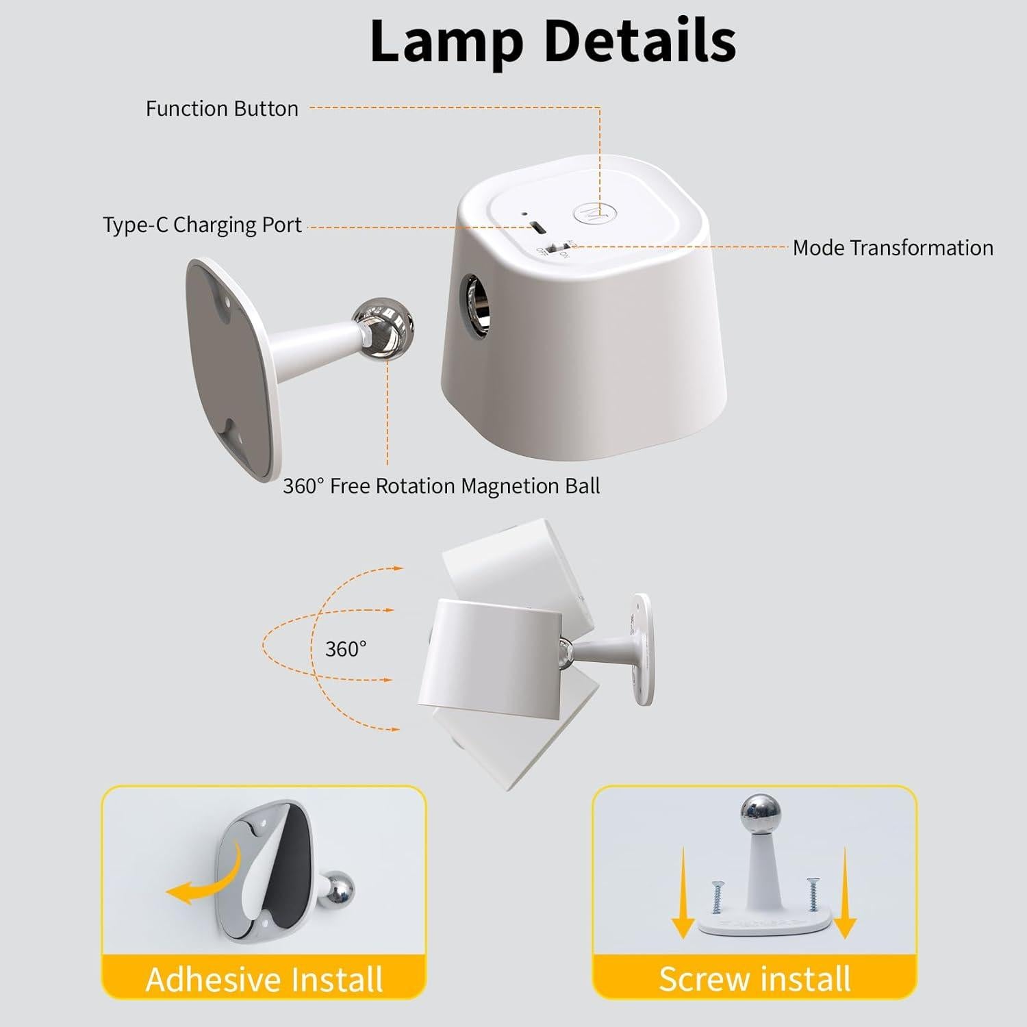 Lámpara de Pared LED Recargable Dengfire con Sensor de Movimiento