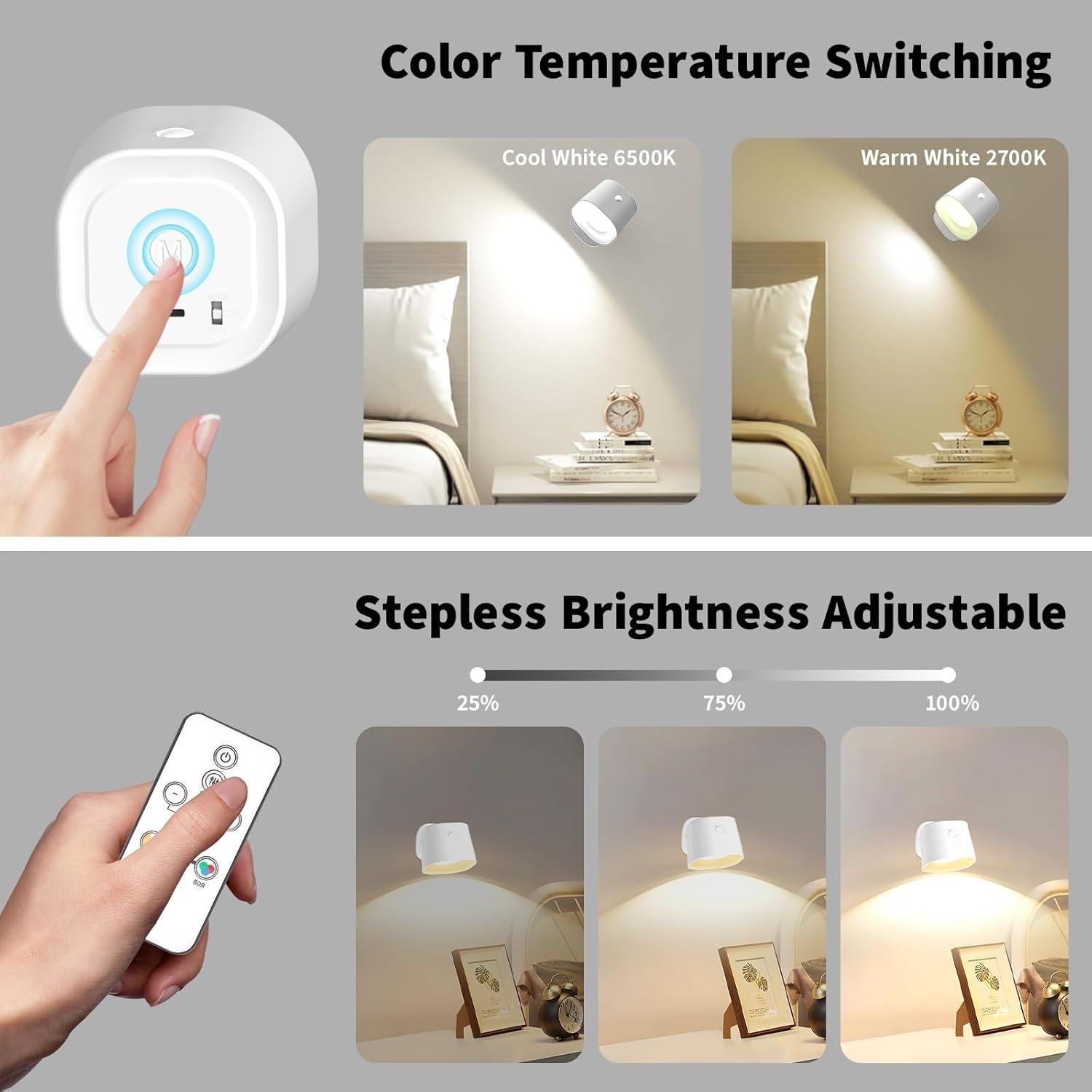 Lámpara de Pared LED Recargable Dengfire con Sensor de Movimiento
