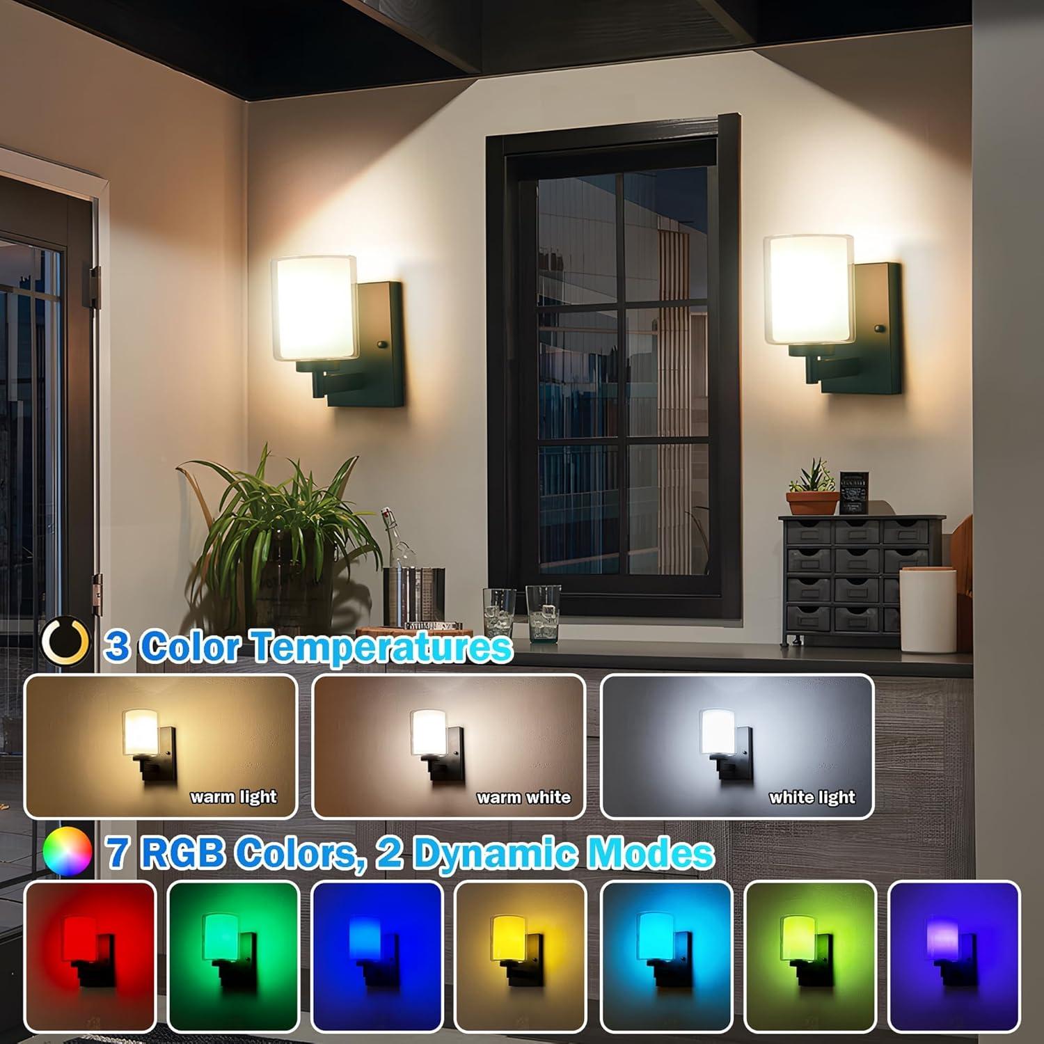 Juego de apliques de pared recargables Andachetg 10000mAh RGB