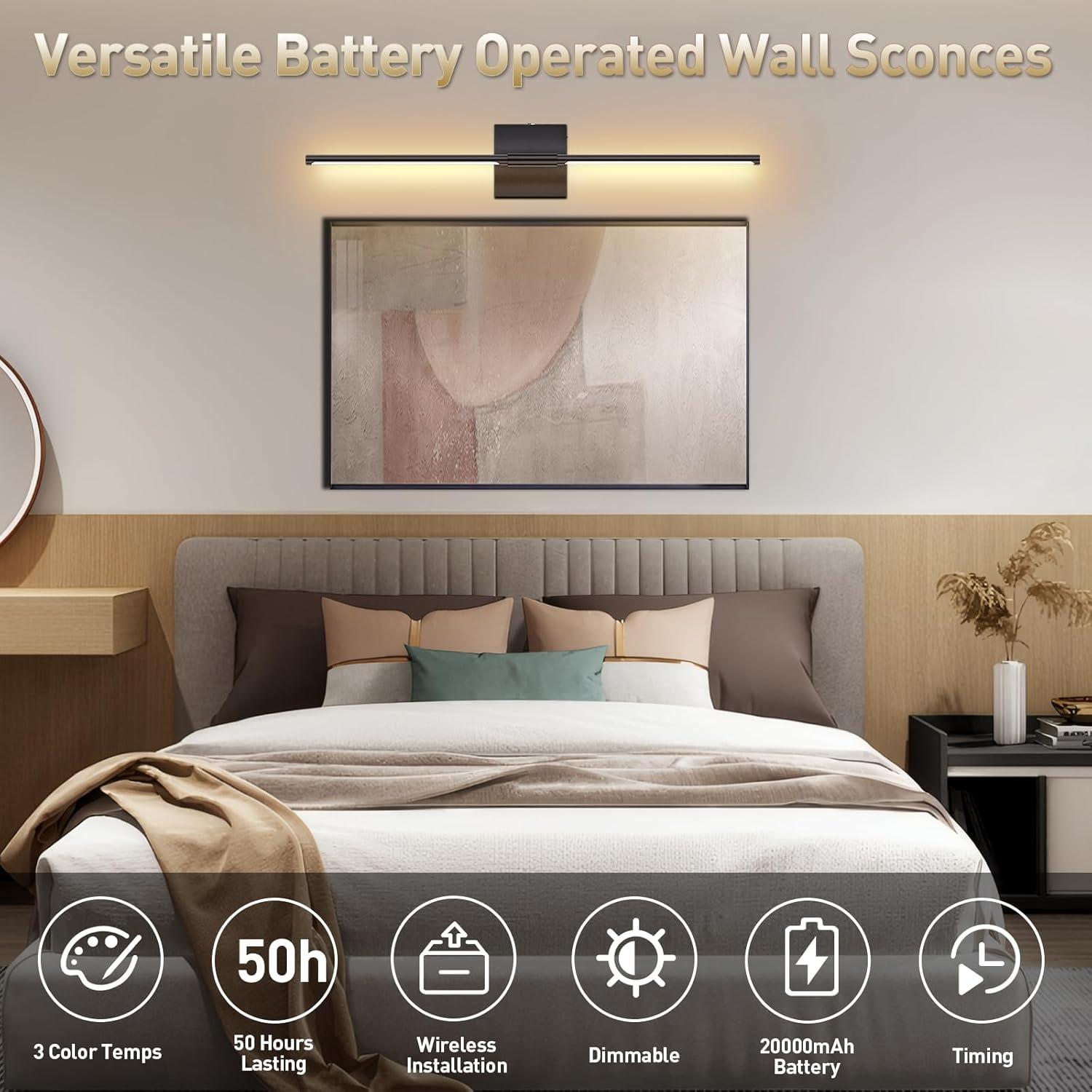 Apliques de Pared Inalámbricos Yunaking 106.68 cm LED Dimmable