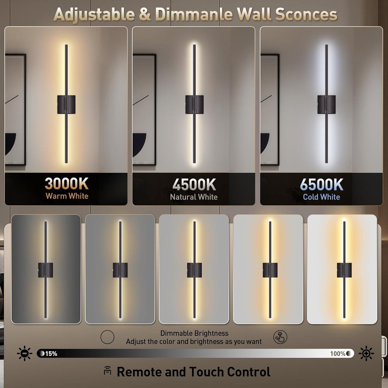 Apliques de Pared Inalámbricos Yunaking 106.68 cm LED Dimmable