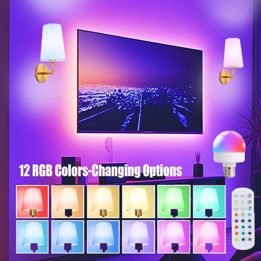 Apliques de Pared JKEYES Dorados a Batería 2 Luces Regulables