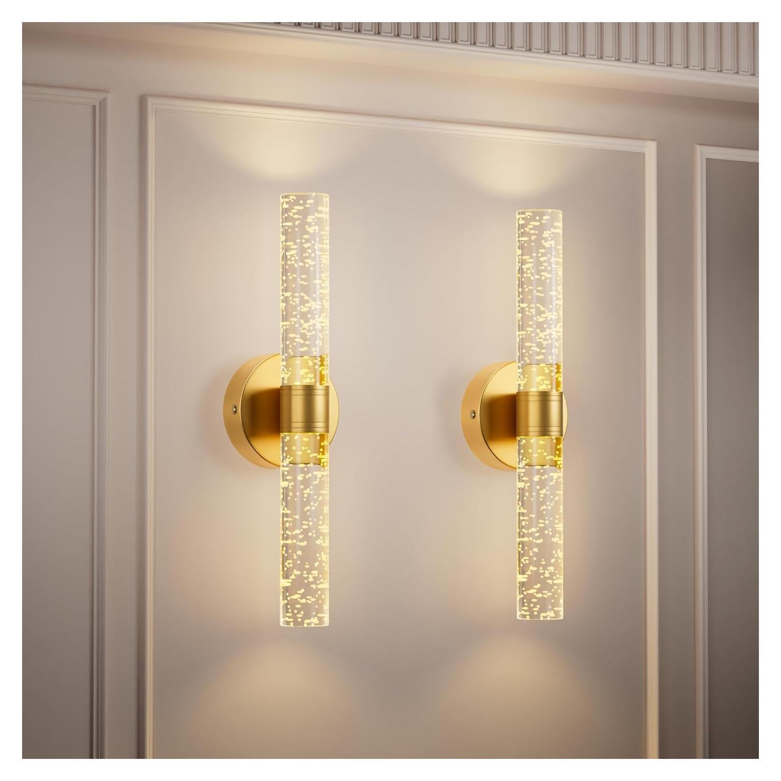 Juego de 2 apliques de pared dorados Gift4U recargables 13000mAh