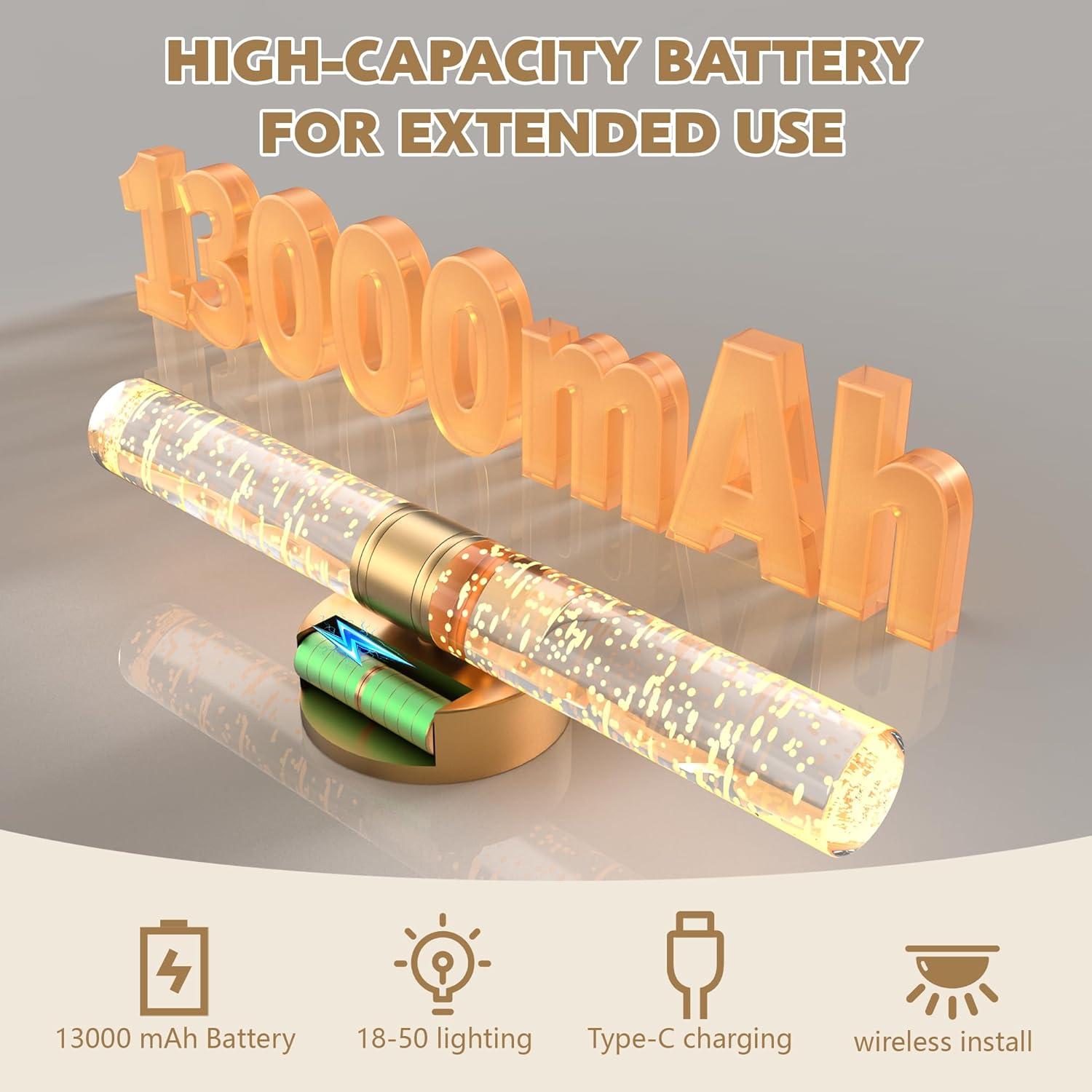 Juego de 2 apliques de pared dorados Gift4U recargables 13000mAh