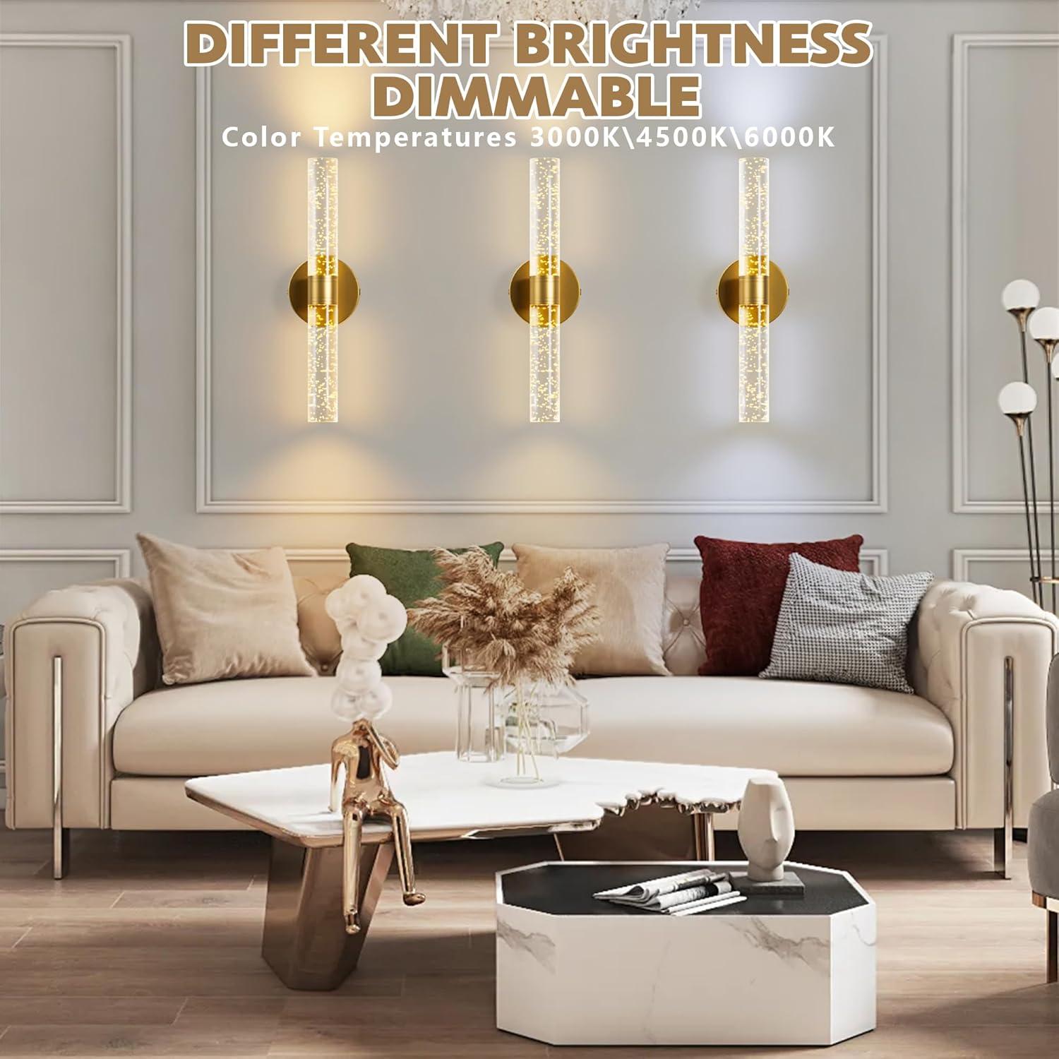 Juego de 2 apliques de pared dorados Gift4U recargables 13000mAh