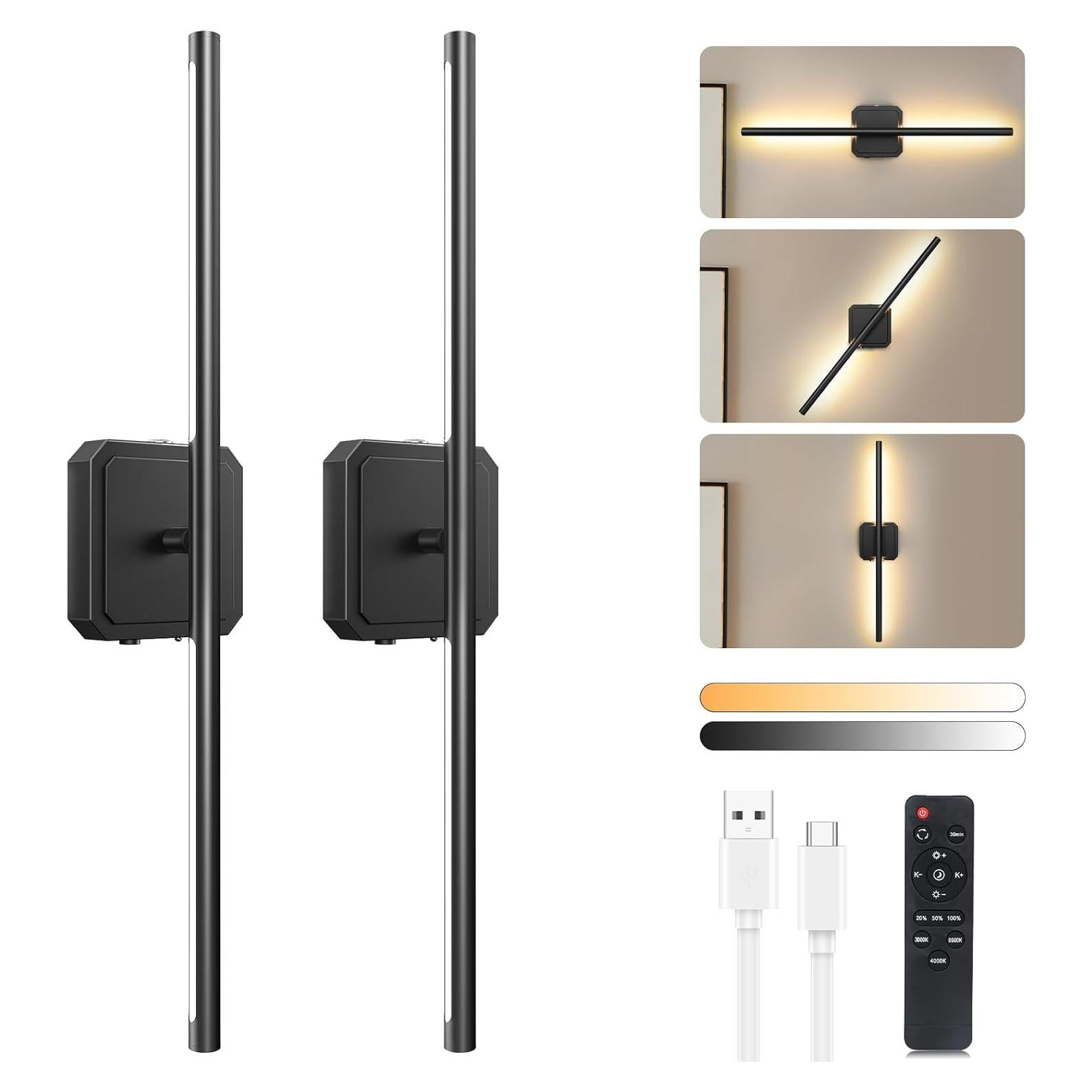 Juego de 2 Apliques de Pared LED Inalámbricos KunruiTAI