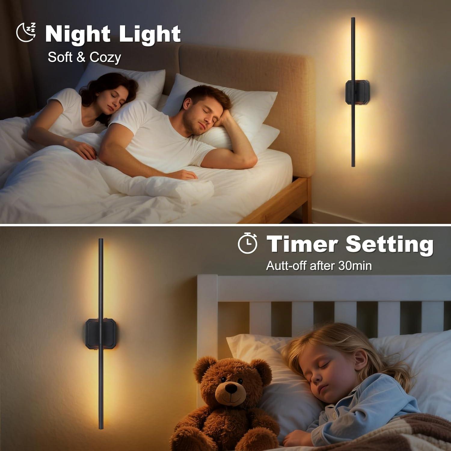 Juego de 2 Apliques de Pared LED Inalámbricos KunruiTAI