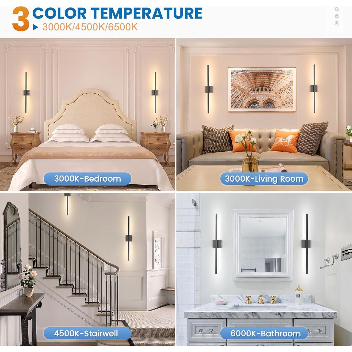 Aplique de Pared Recargable NIORSUN 71 cm 2 Unidades Control Remoto