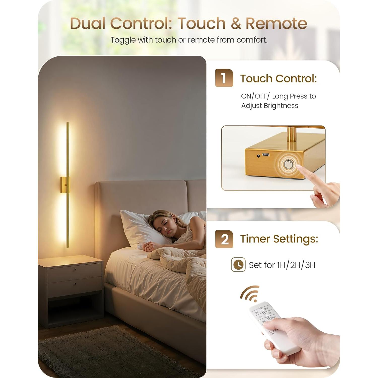 Apliques de Pared Inalámbricos GOEBLESON 10000mAh Set de 2