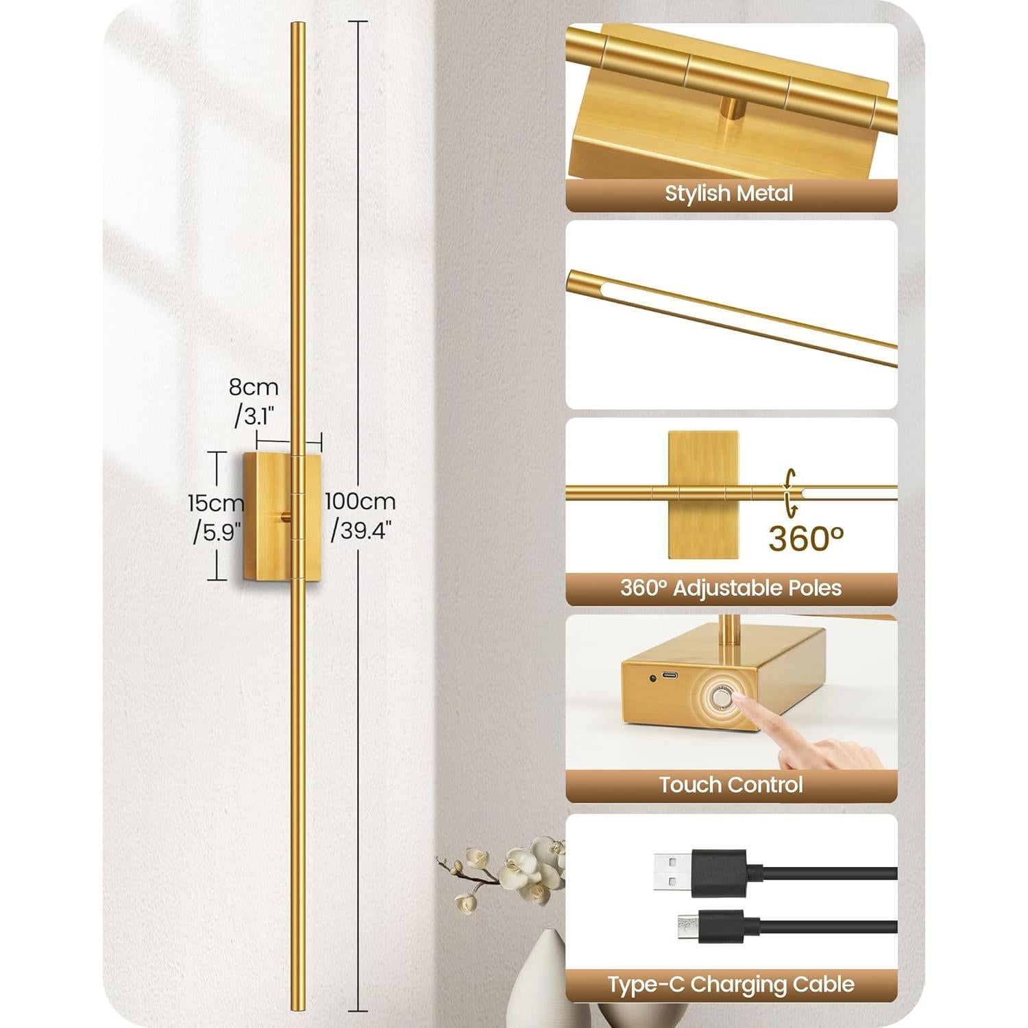 Apliques de Pared Inalámbricos GOEBLESON 10000mAh Set de 2