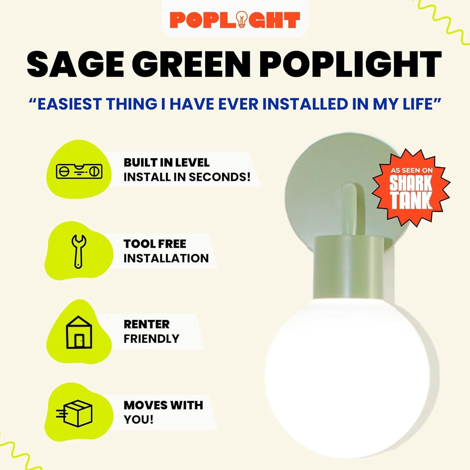 Aplique de Pared LED Poplight Verde Salvia Recargable y Regulable