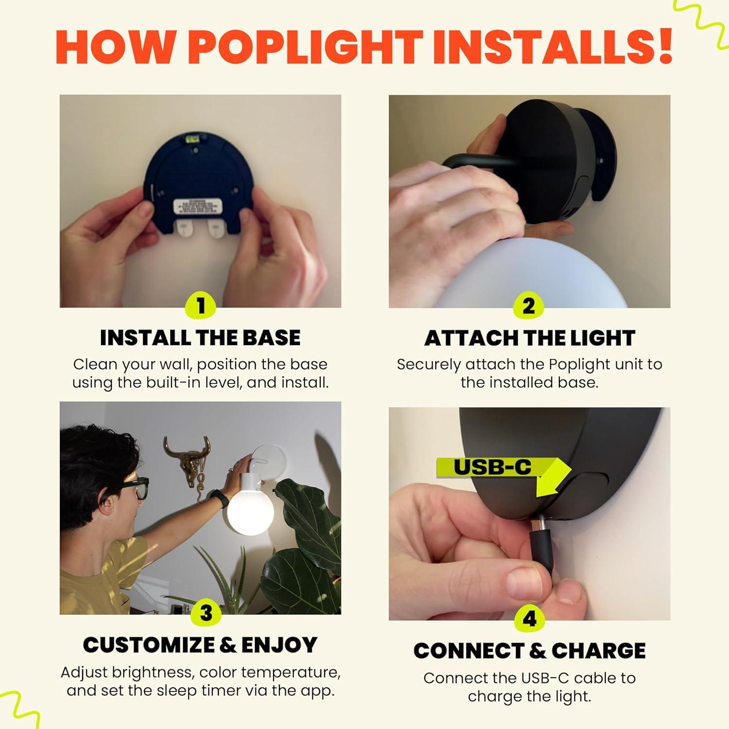 Aplique de Pared LED Poplight Verde Salvia Recargable y Regulable