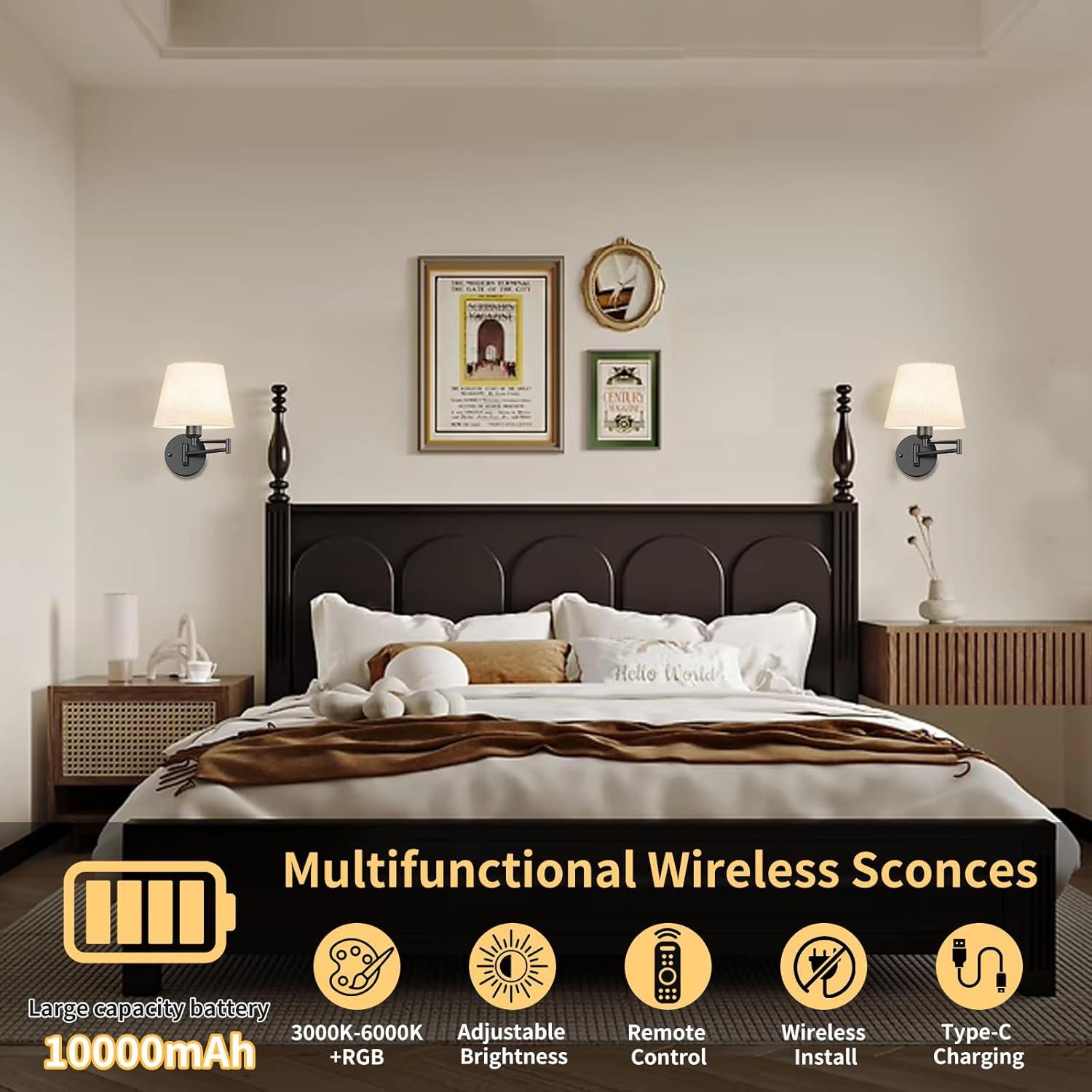 Juego de Apliques de Pared Inalámbricos ONWECEN 2 Unidades RGB