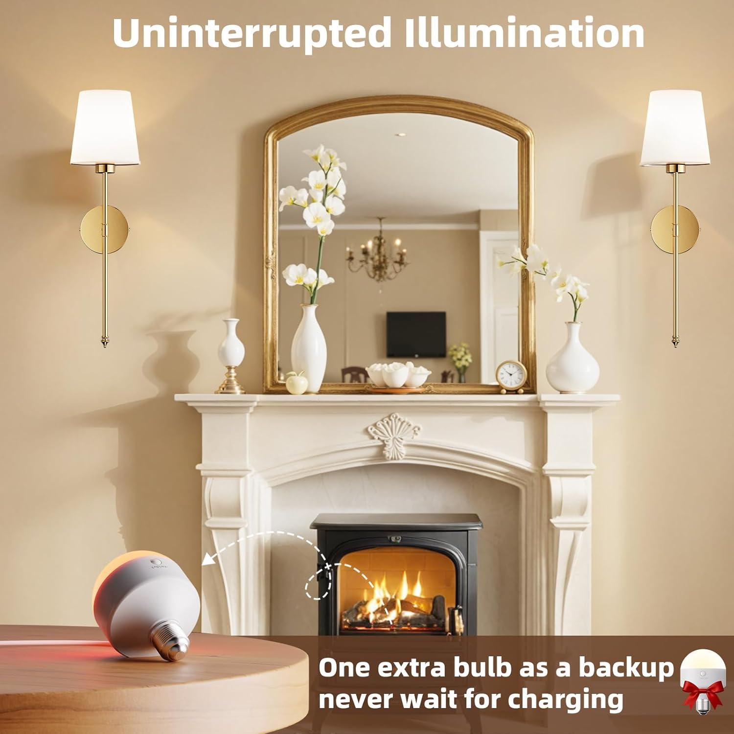 Juego de Apliques de Pared Inalámbricos IRONPAX 61 cm Oro