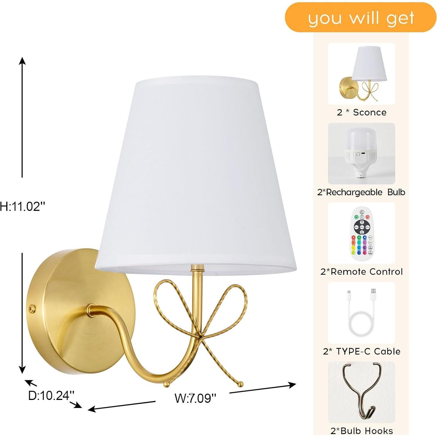 Aplique de Pared Inalámbrico PASSICA Set de 2 LED Recargables