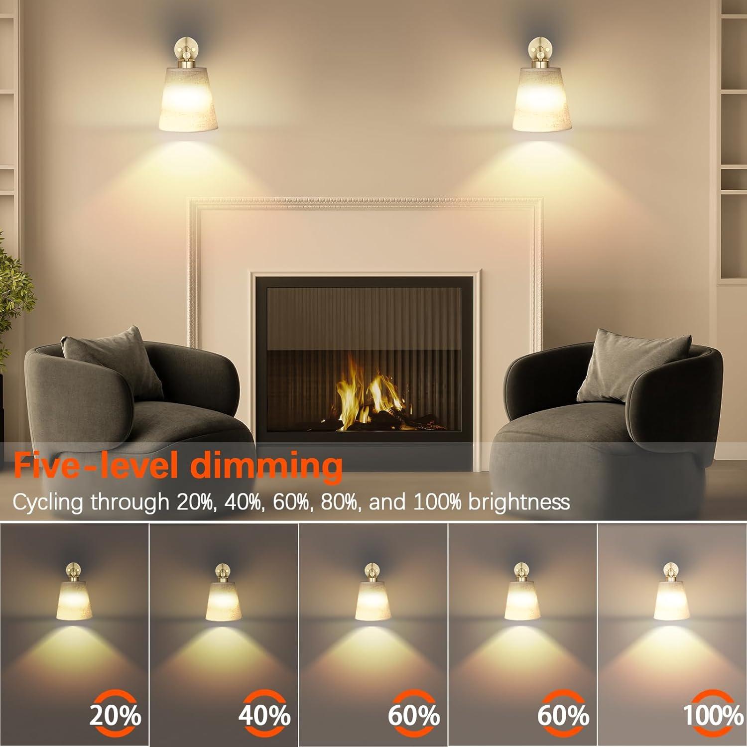 Juego de 2 Apliques de Pared Inalámbricos Maooght Dorados