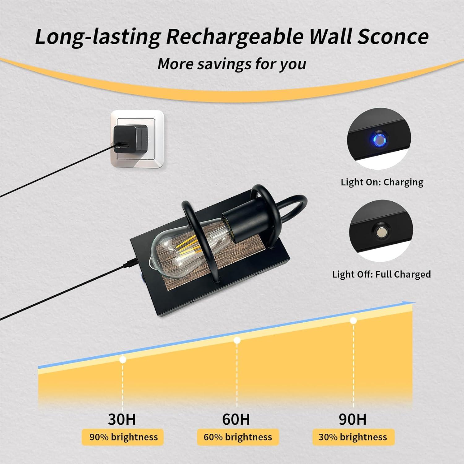 Lámpara de Pared Vintage ThyFenno Recargable 17.78x12.7cm