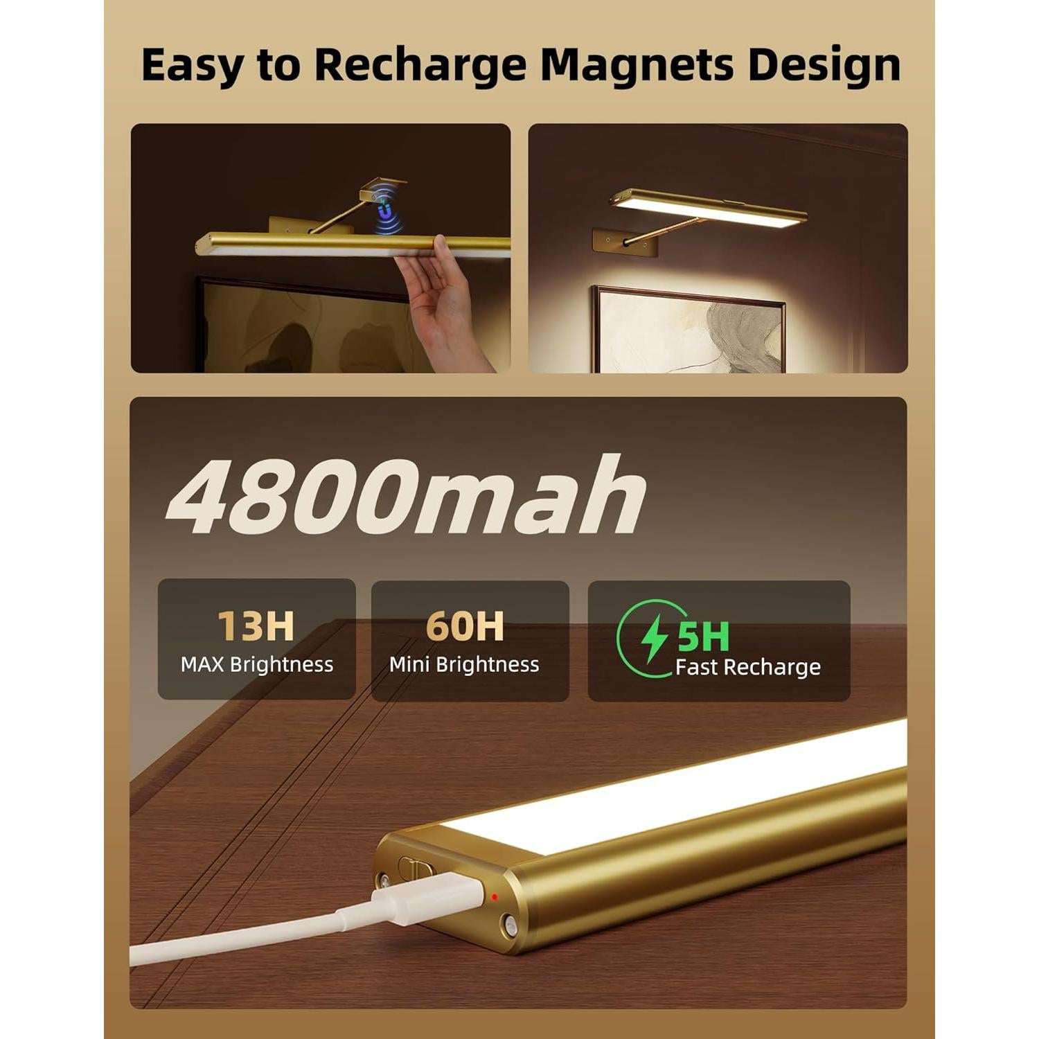 Luz de Imagen LED EZVALO 40.6cm Recargable Dimmable Dorada