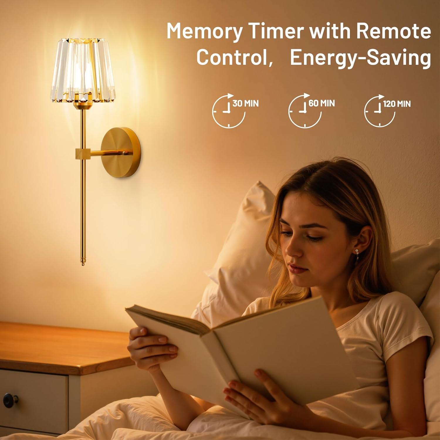 Juego de 2 Apliques de Pared Inalámbricos L.JUJAM Dorados