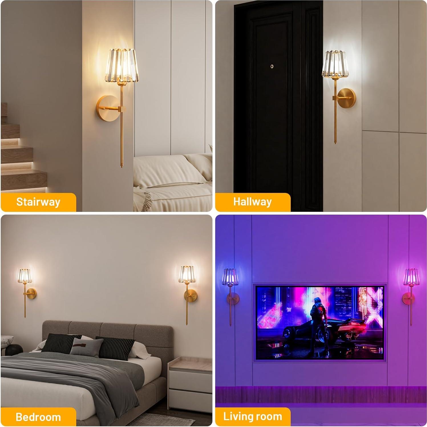 Juego de 2 Apliques de Pared Inalámbricos L.JUJAM Dorados