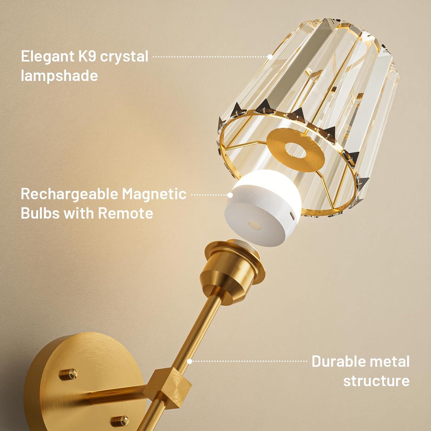 Juego de 2 Apliques de Pared Inalámbricos L.JUJAM Dorados