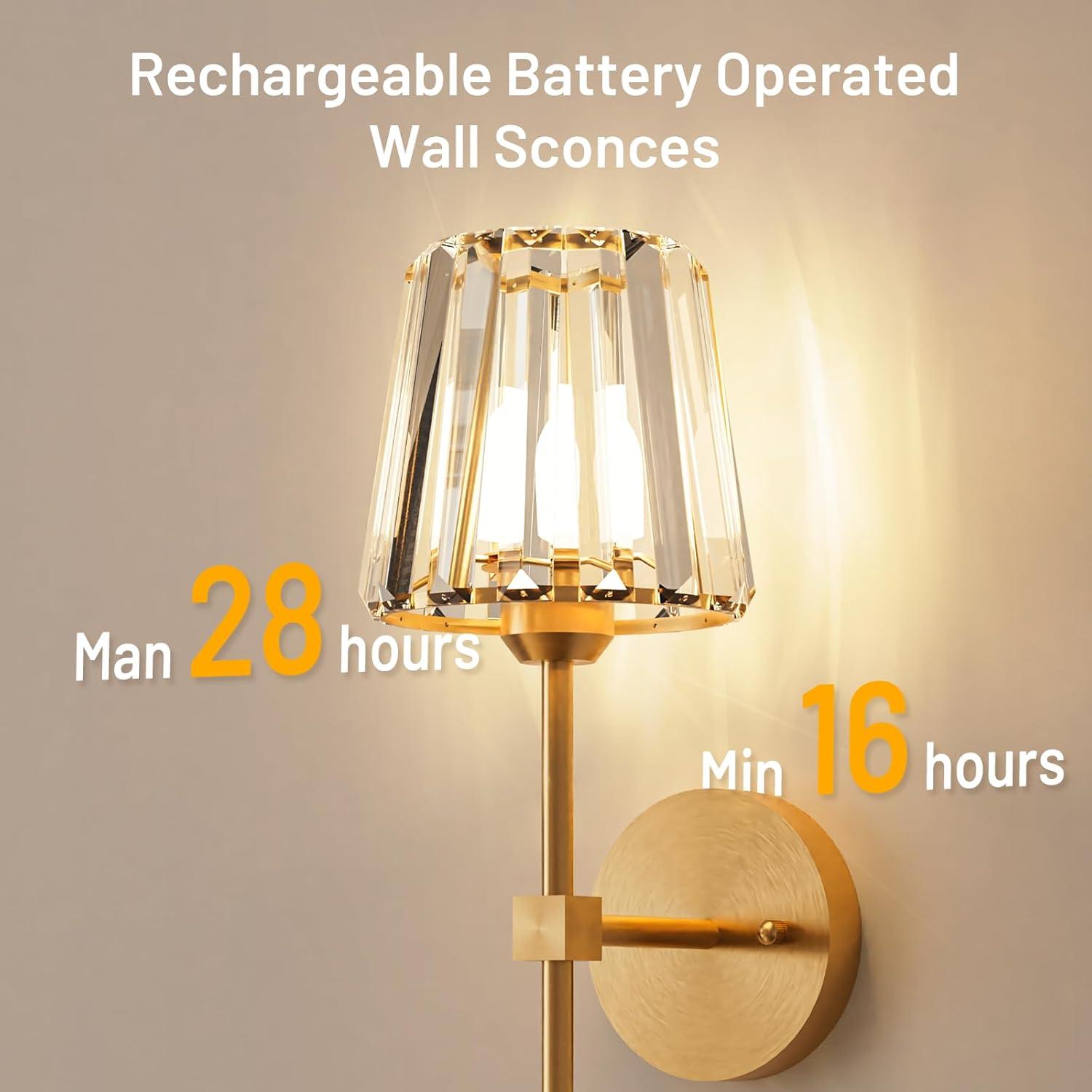 Juego de 2 Apliques de Pared Inalámbricos L.JUJAM Dorados