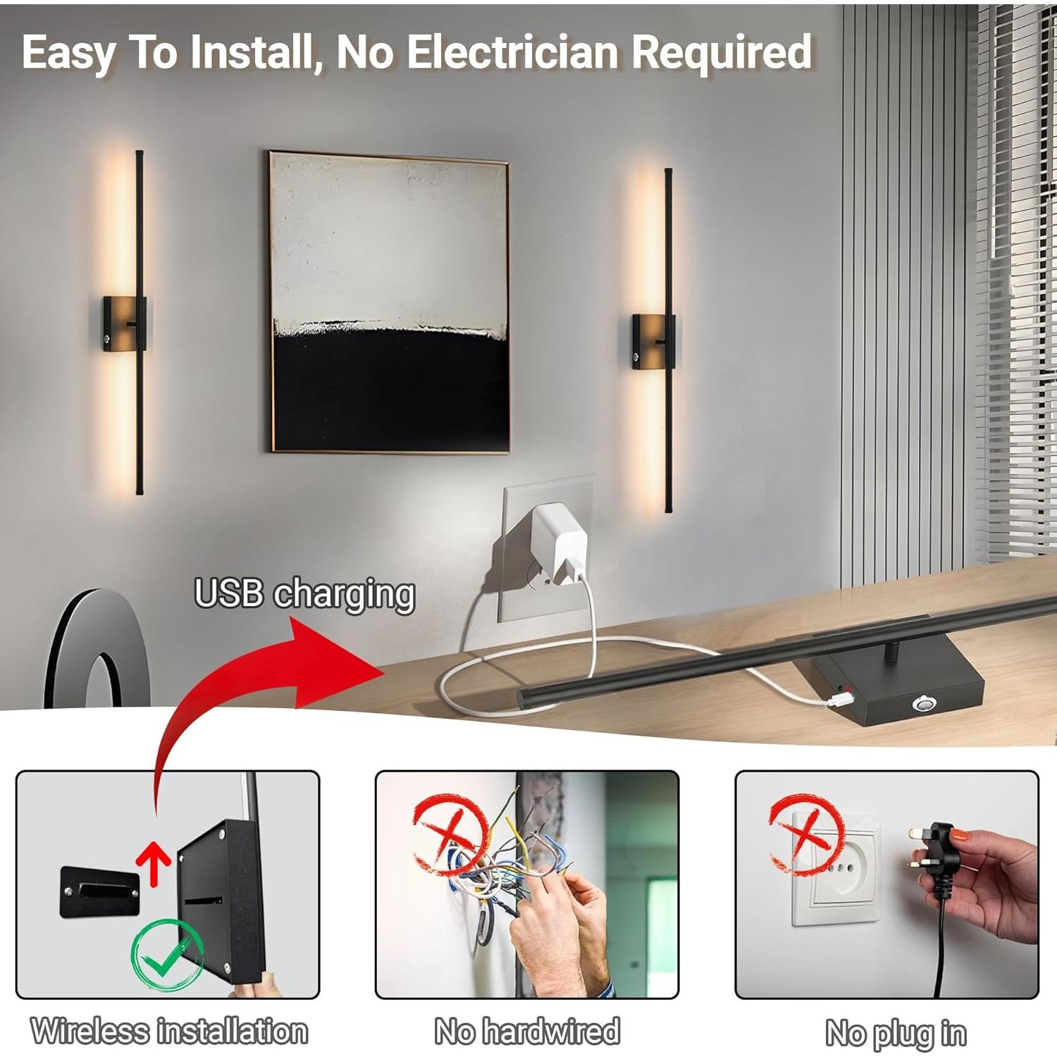 Juego de Apliques de Pared Inalámbricos Civaza 2 Unidades RGB