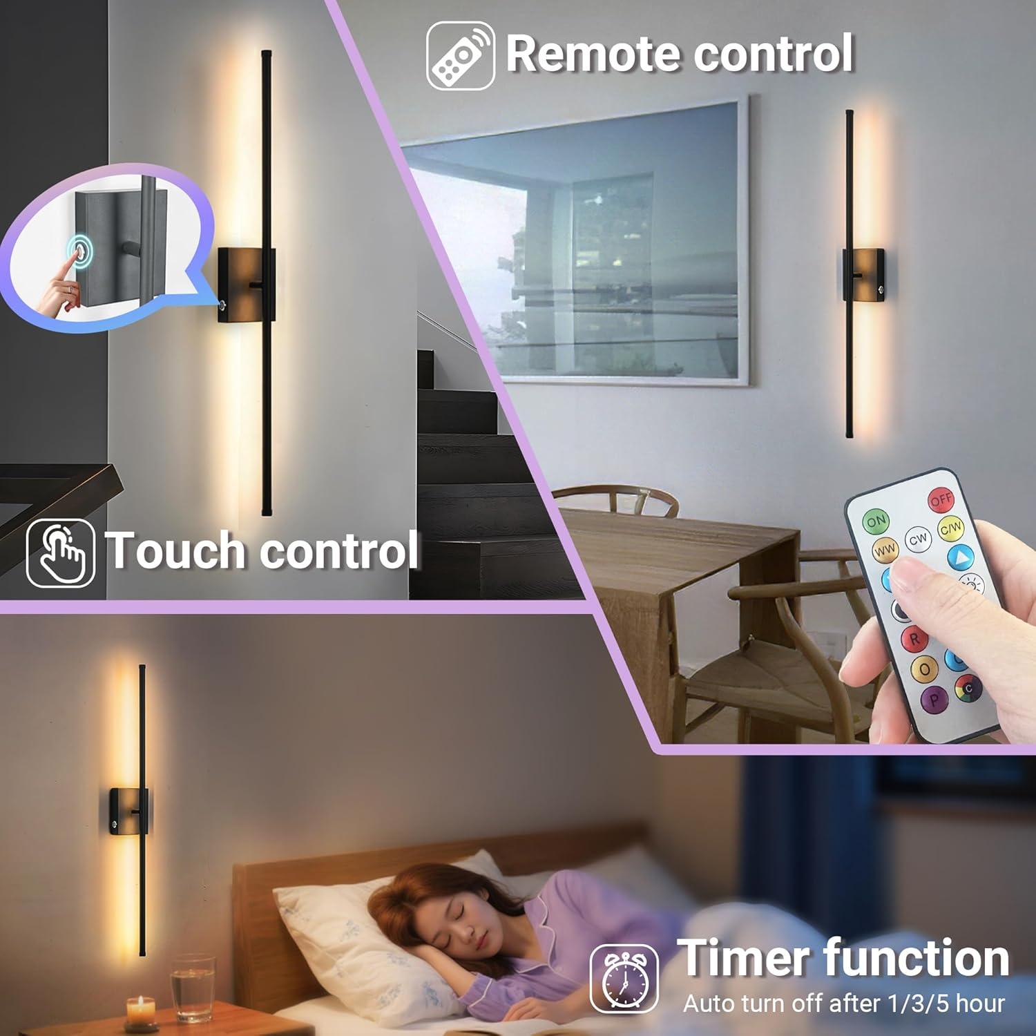 Juego de Apliques de Pared Inalámbricos Civaza 2 Unidades RGB