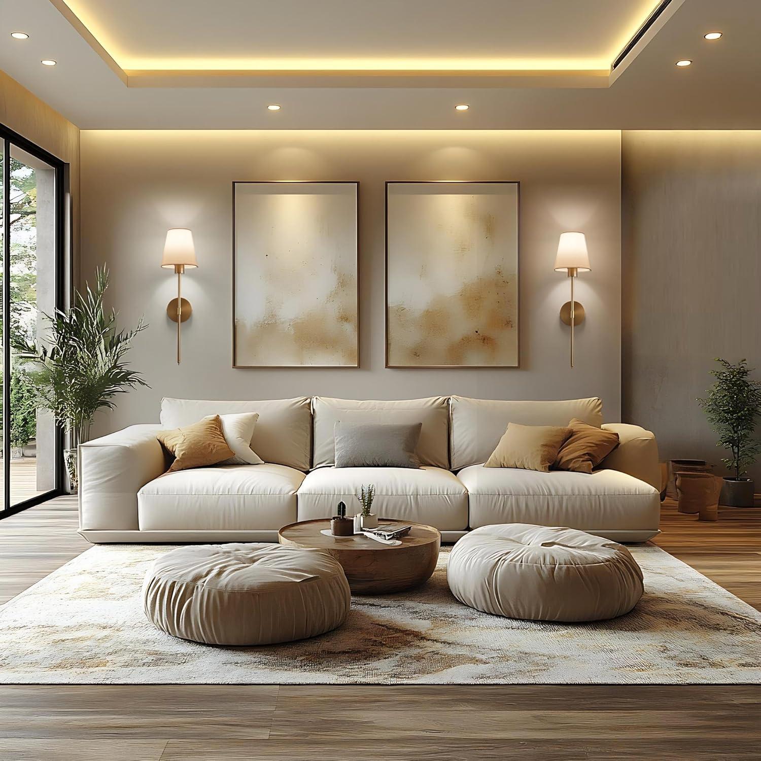 Juego de 2 Apliques de Pared Inalámbricos ZEAYUM Dorados LED