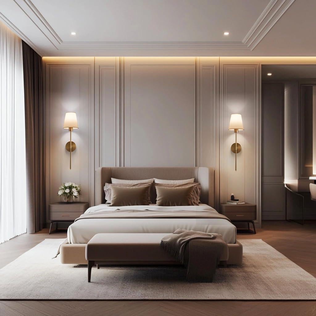 Juego de 2 Apliques de Pared Inalámbricos ZEAYUM Dorados LED