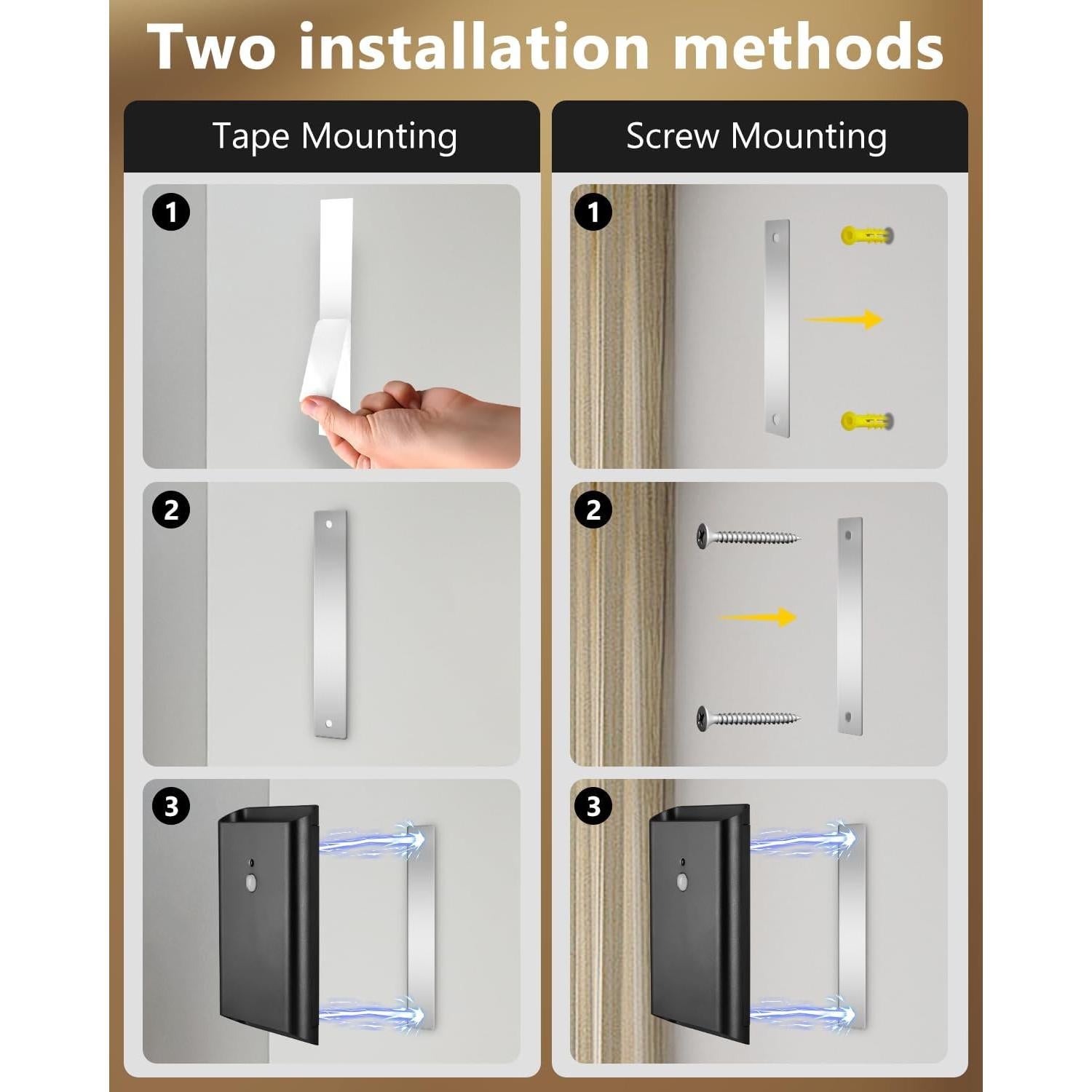 Aplique de Pared WERFOP con Sensor de Movimiento y Control Remoto - Batería Recargable 5000mAh, 3 Modos de Iluminación
