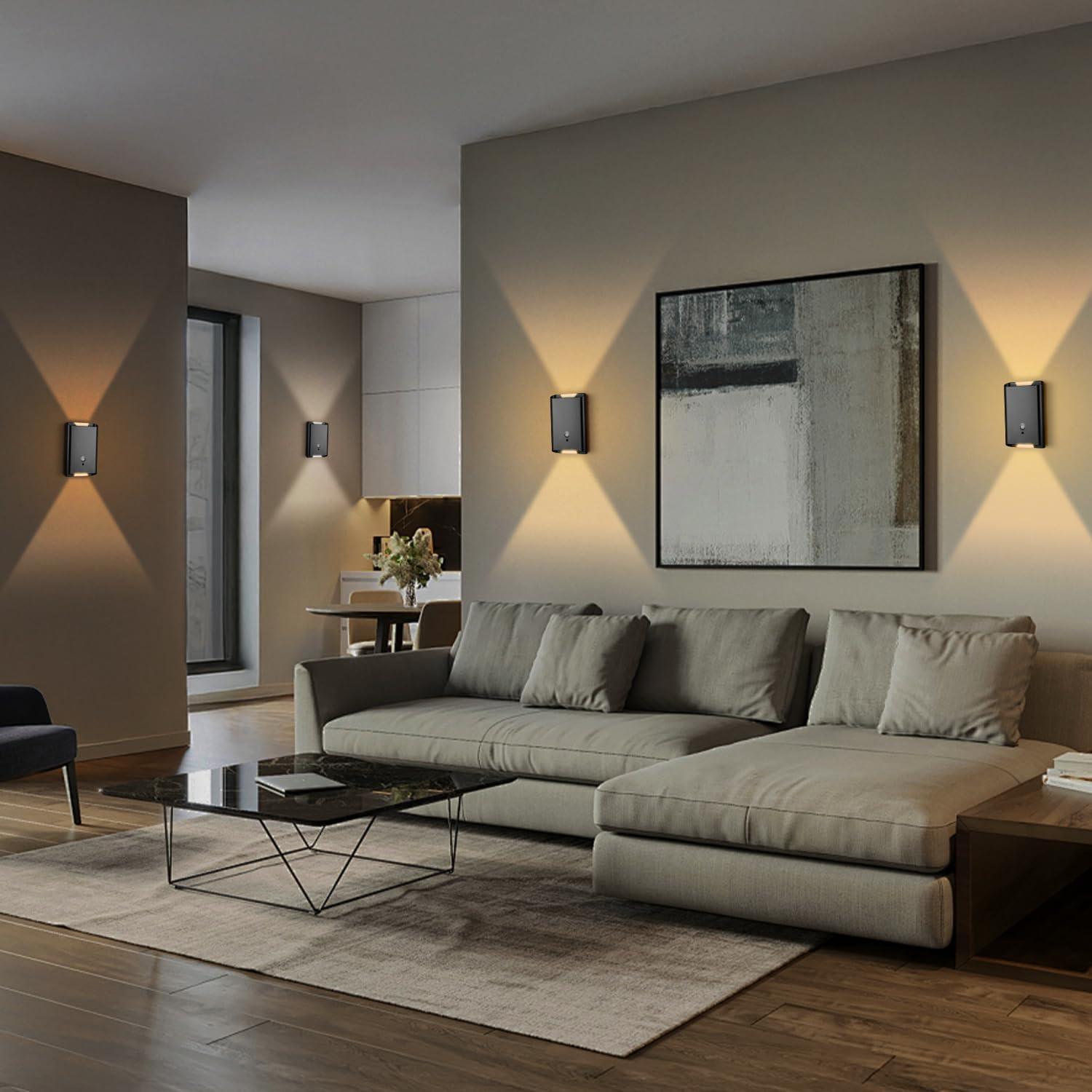 Aplique de Pared WERFOP con Sensor de Movimiento y Control Remoto - Batería Recargable 5000mAh, 3 Modos de Iluminación