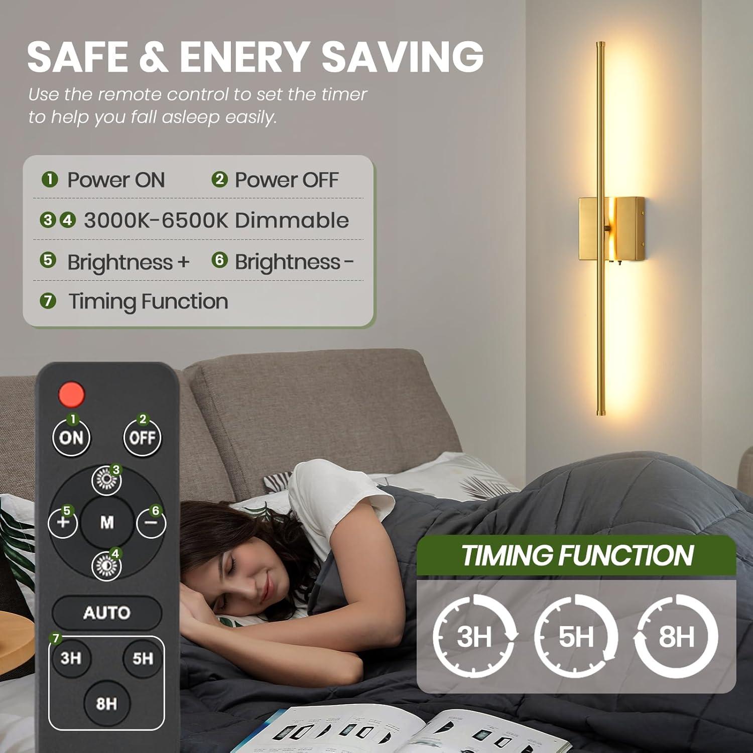 Juego de 2 Apliques de Pared Inalámbricos KELUOLY Dorados