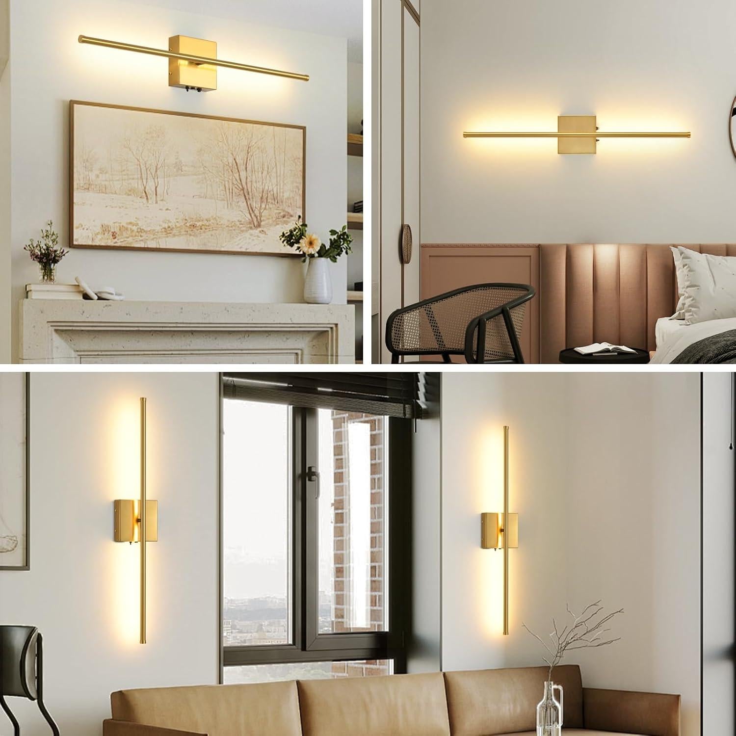 Juego de 2 Apliques de Pared Inalámbricos KELUOLY Dorados