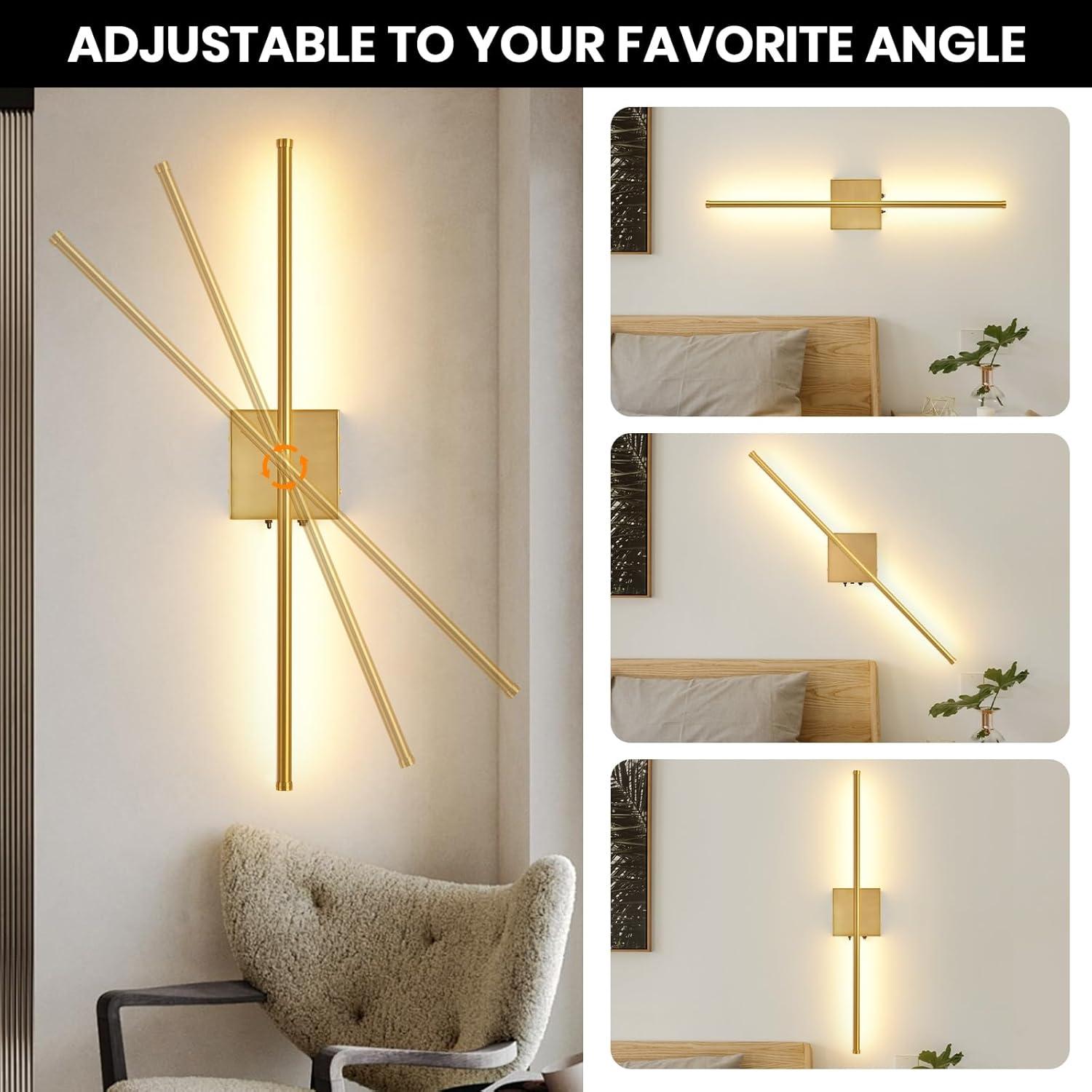 Juego de 2 Apliques de Pared Inalámbricos KELUOLY Dorados