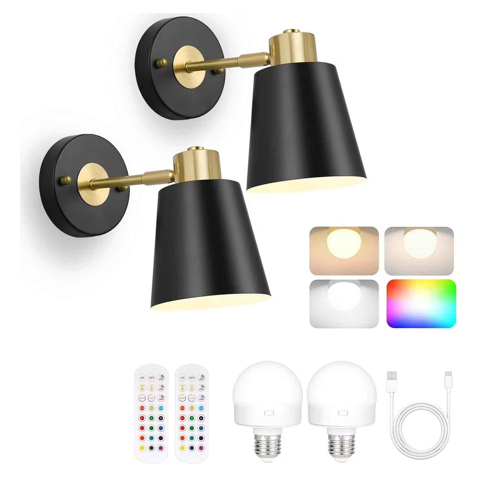 Juego de 2 Apliques de Pared Inalámbricos VATONI LED Regulables