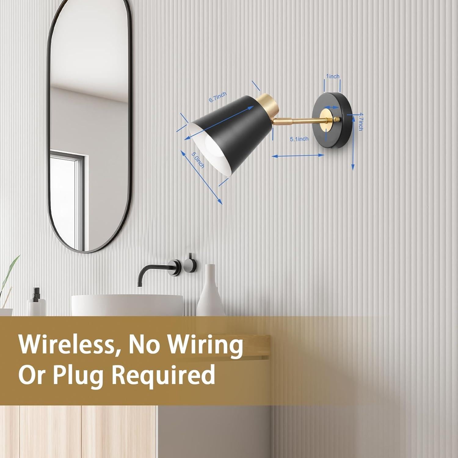 Juego de 2 Apliques de Pared Inalámbricos VATONI LED Regulables